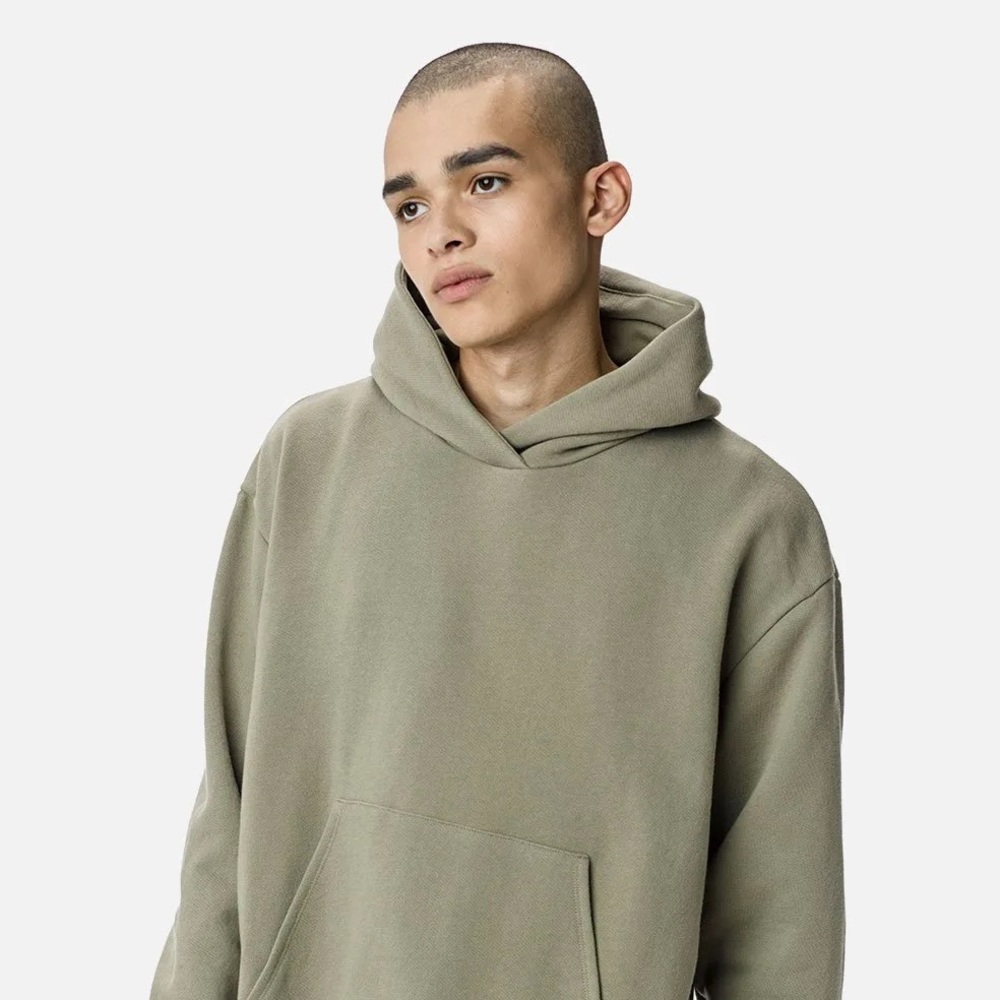 John Elliott Oversized Cropped Hoodie -  Sage, Size 3, Large